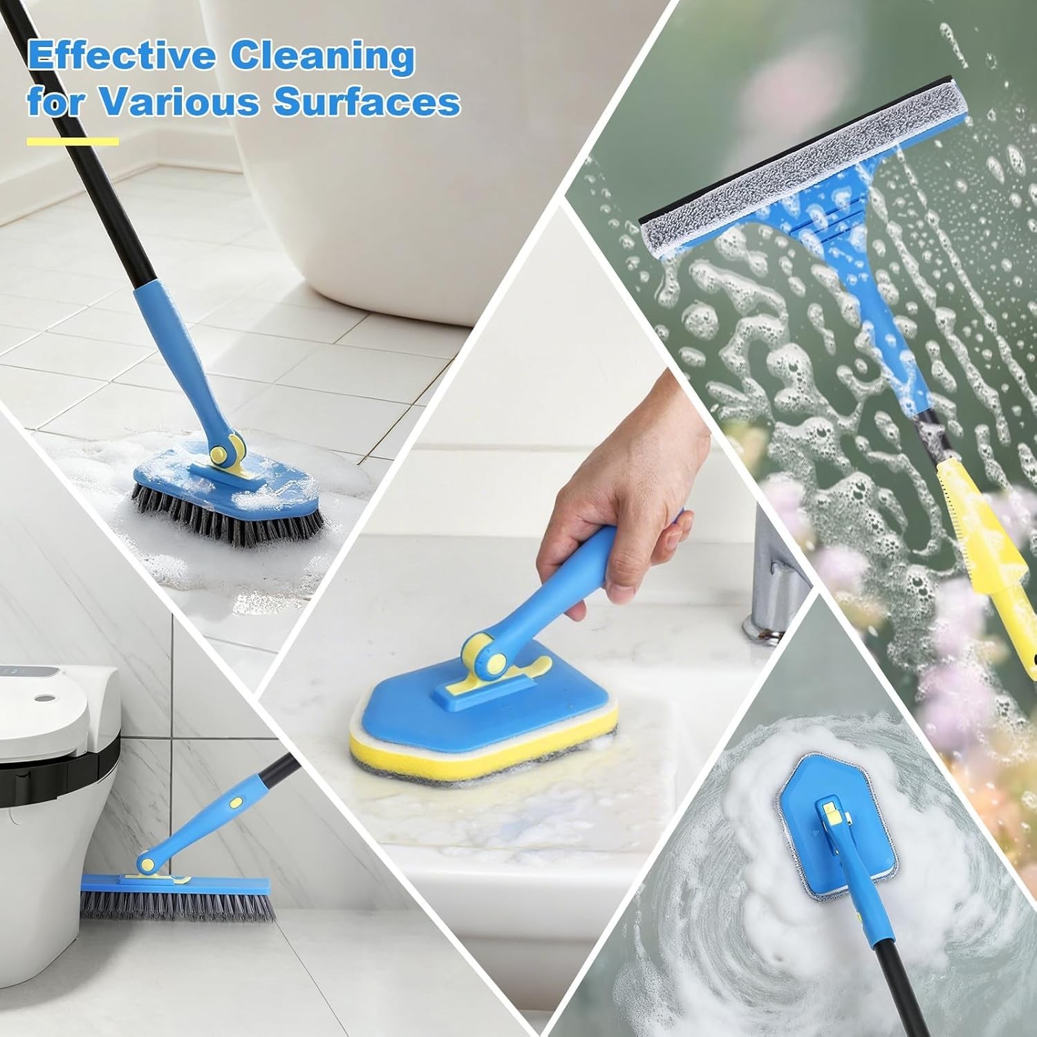 Deep Cleaning Brush Set – 51″ Extendable Non-Scratch Scrubber for Tiles & More