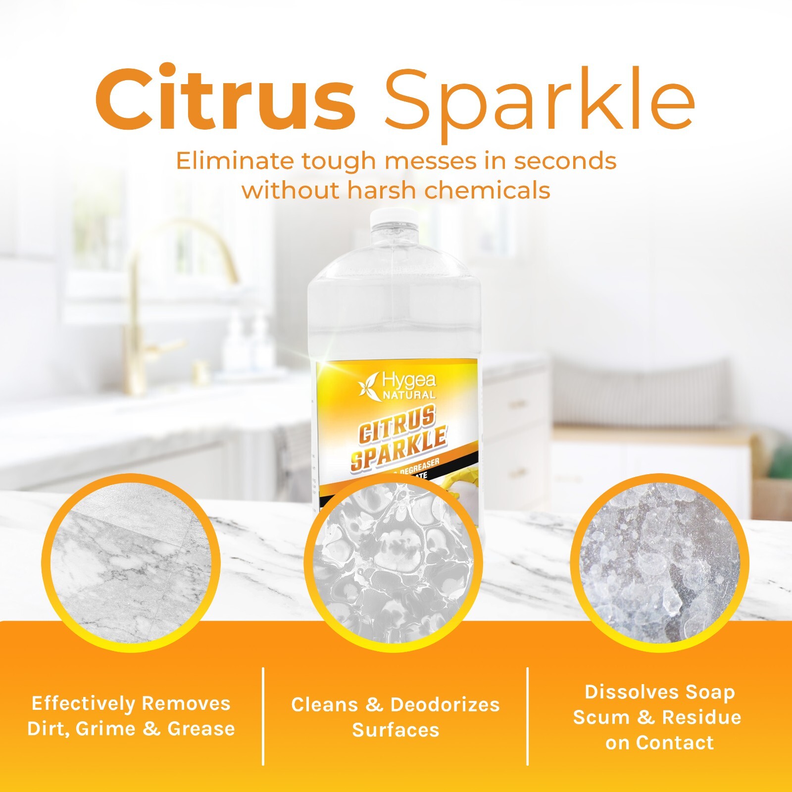 Citrus Sparkle – Natural Cleaner and Degreaser (Concentrated) Gallon 128 oz