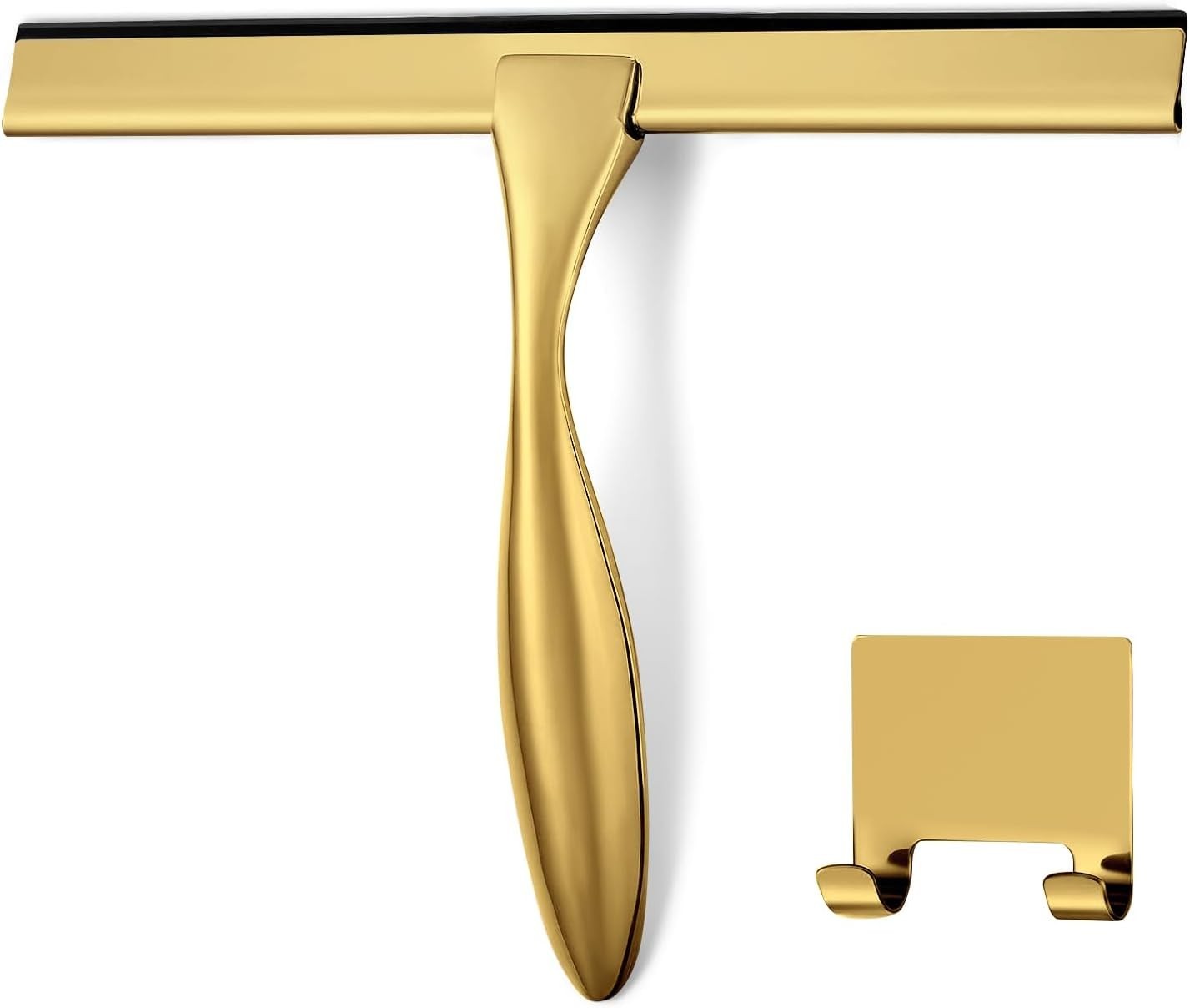 Stainless Steel and Brass Shower Squeegee – 10 Inches of Modern Elegance