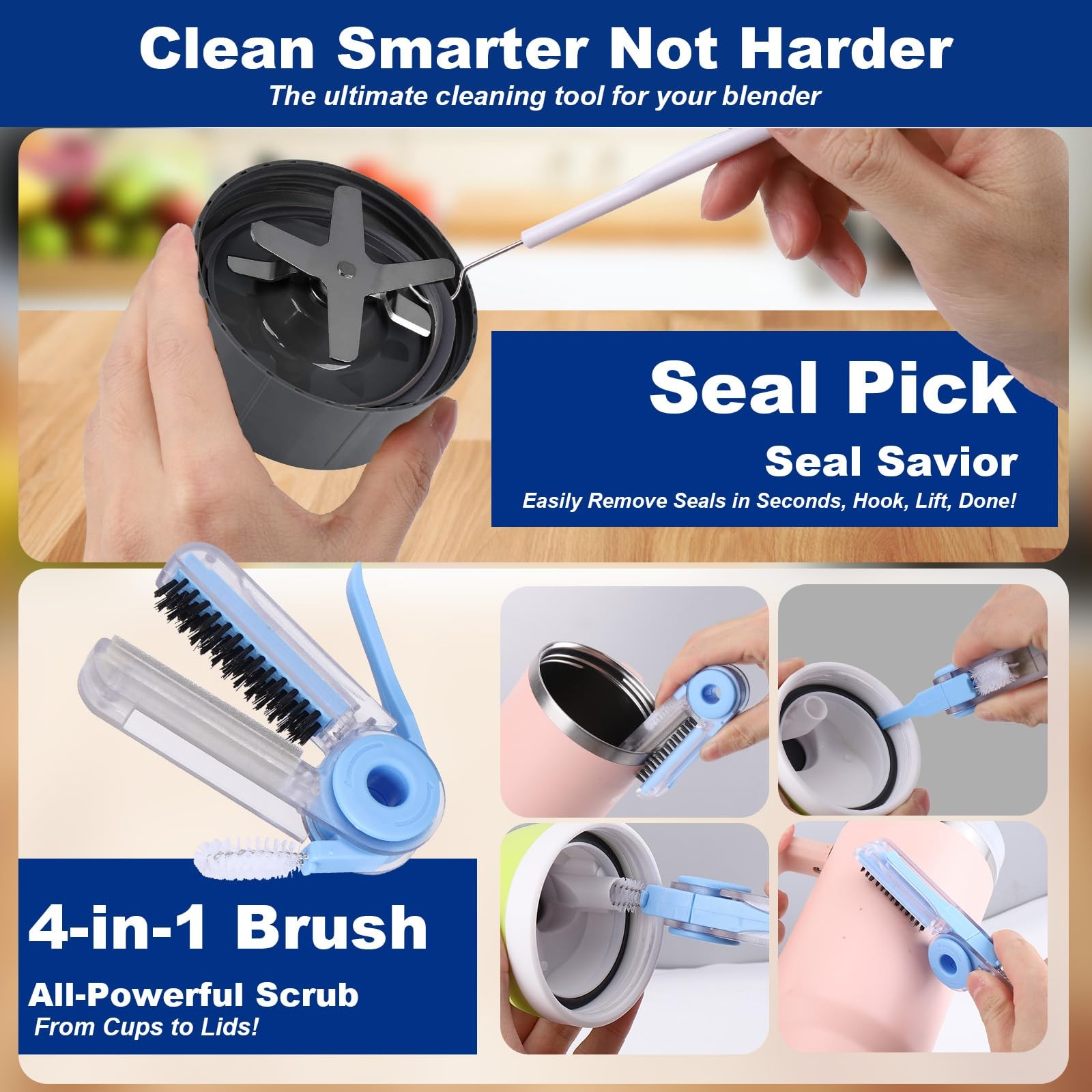7 Pcs Personal Blender Cleaning Brush Set for Portable/Smoothie/Small/Mini an…