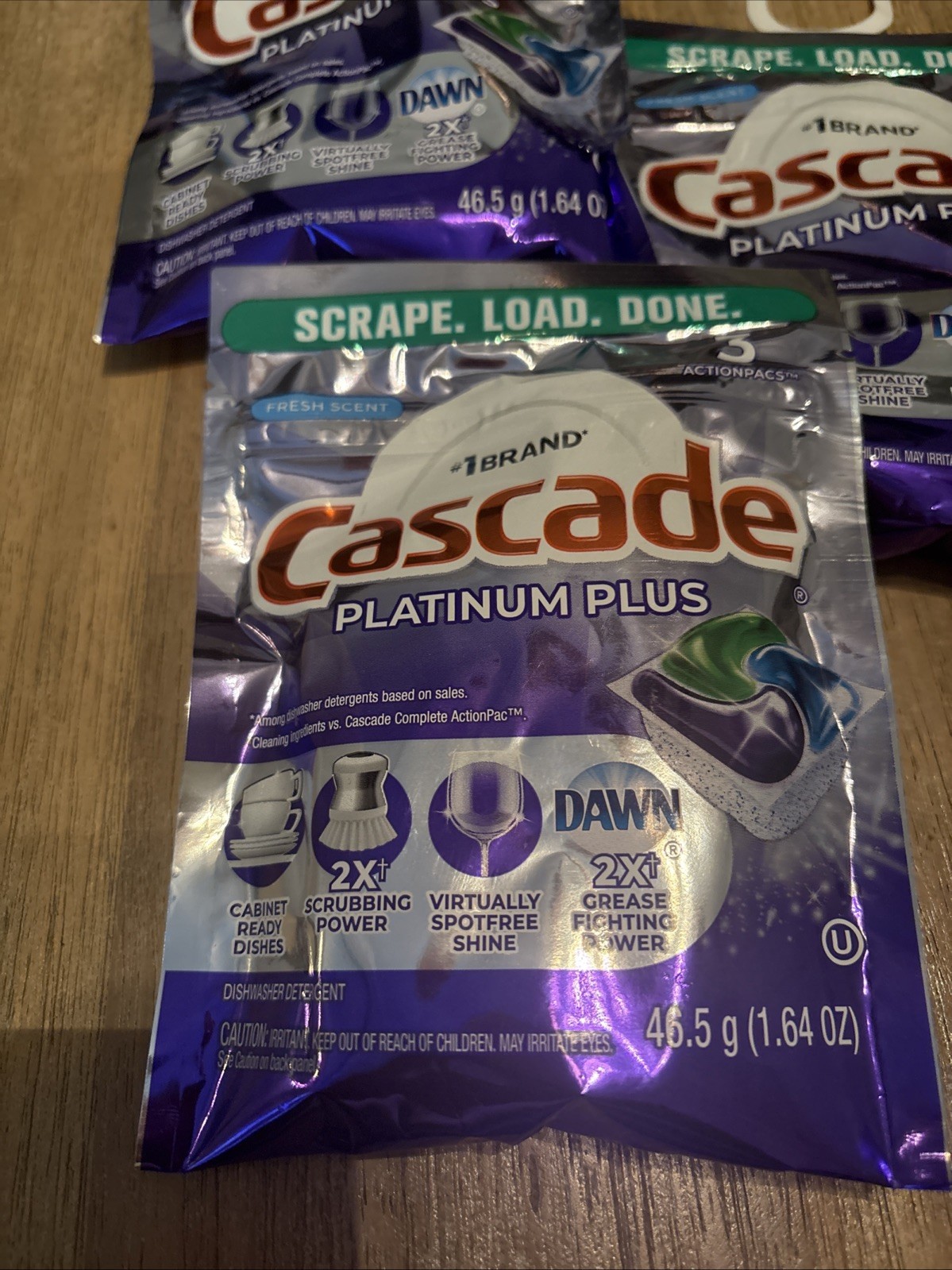 Cascade Platinum ActionPacs Dishwasher Detergent Fresh Scent 4 Ct