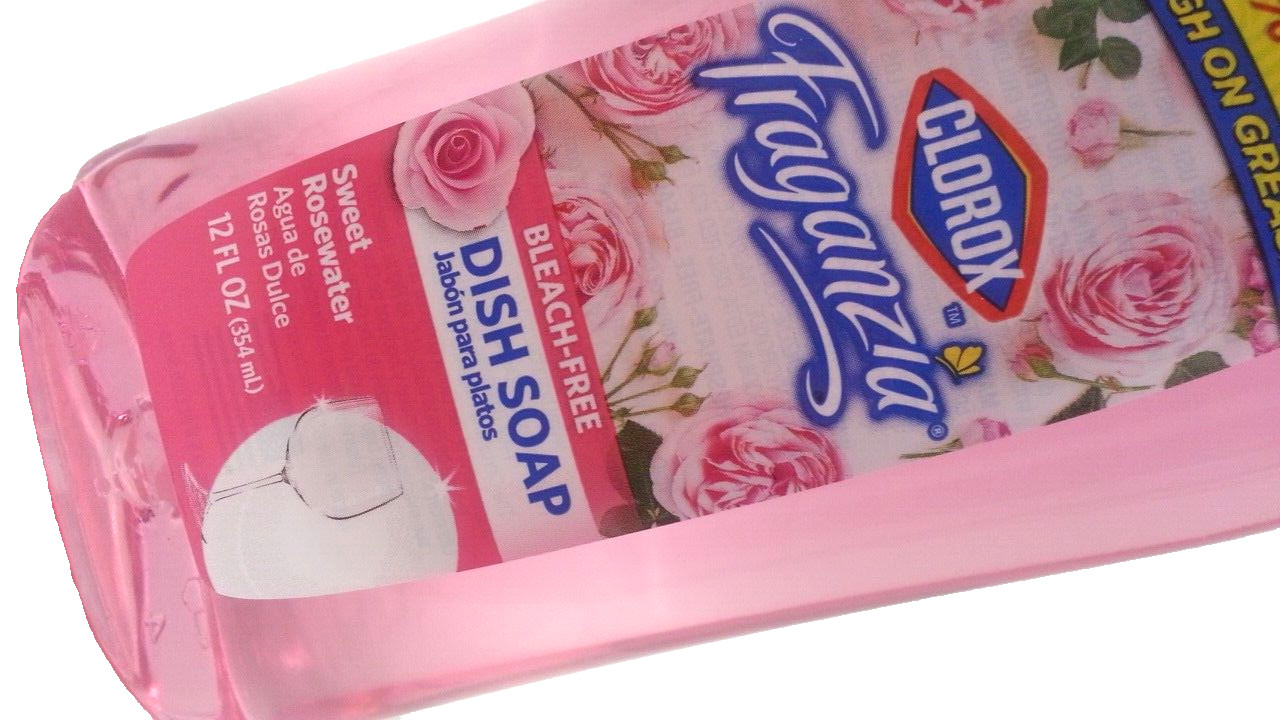 ( 4 Bottles )Clorox Fraganzia SWEET ROSEWATER Dish Soap Bleach Free 12 oz Each