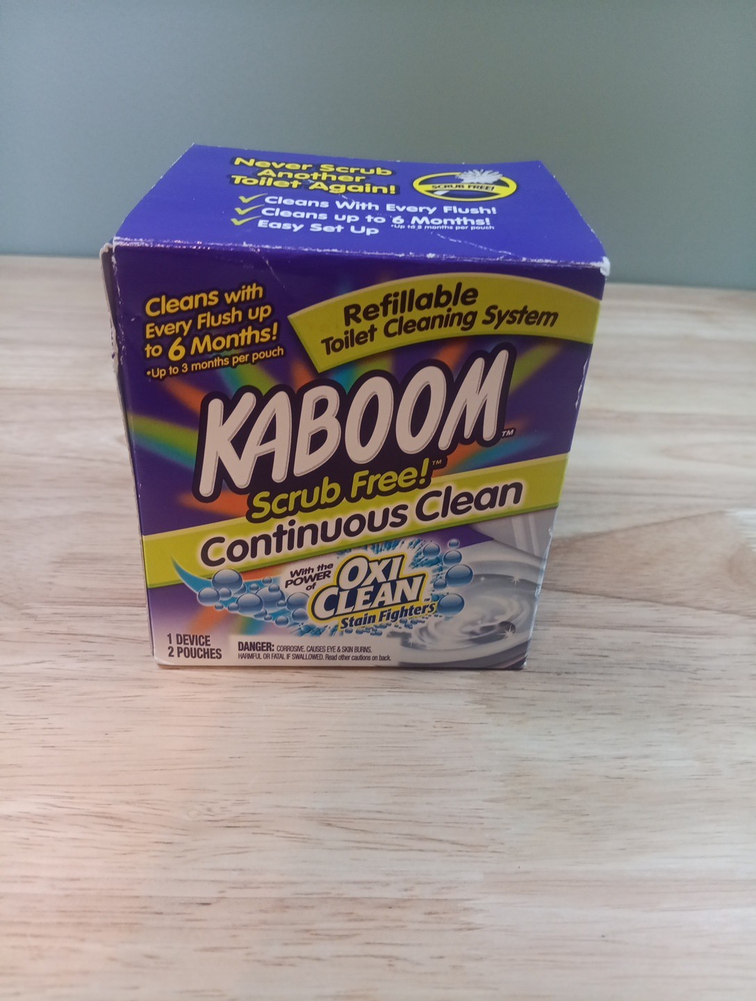 Kaboom Scrub Free! Toilet Bowl Refillable Cleaner System with 2 Refills New