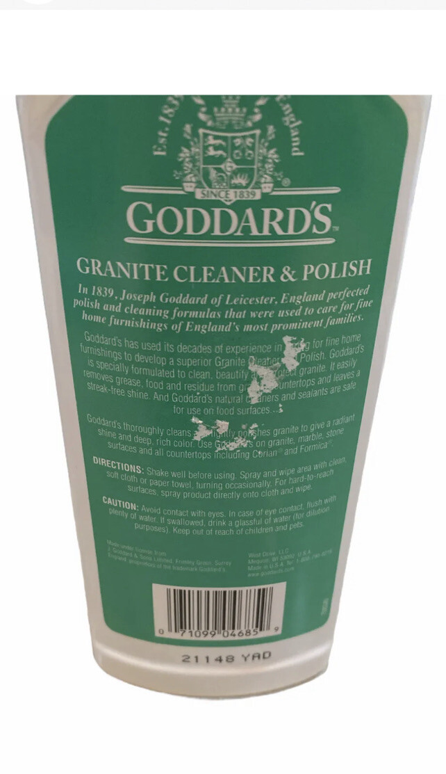 Goddard’s Granite & Stone Cleaner & Polish 8 oz New Discontinued