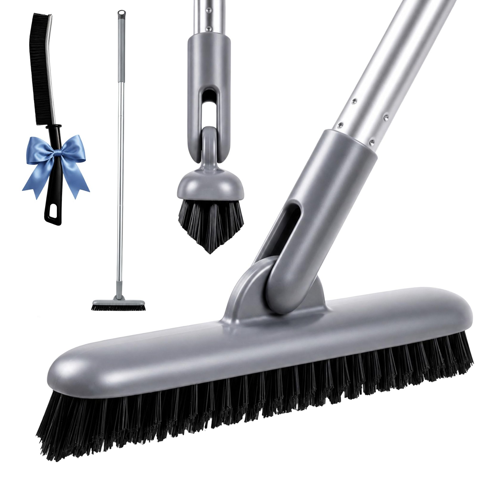 Grout Scrub Brush with Long Handle, 50” Tile Grout Scrubber, V-Shape Crevice…