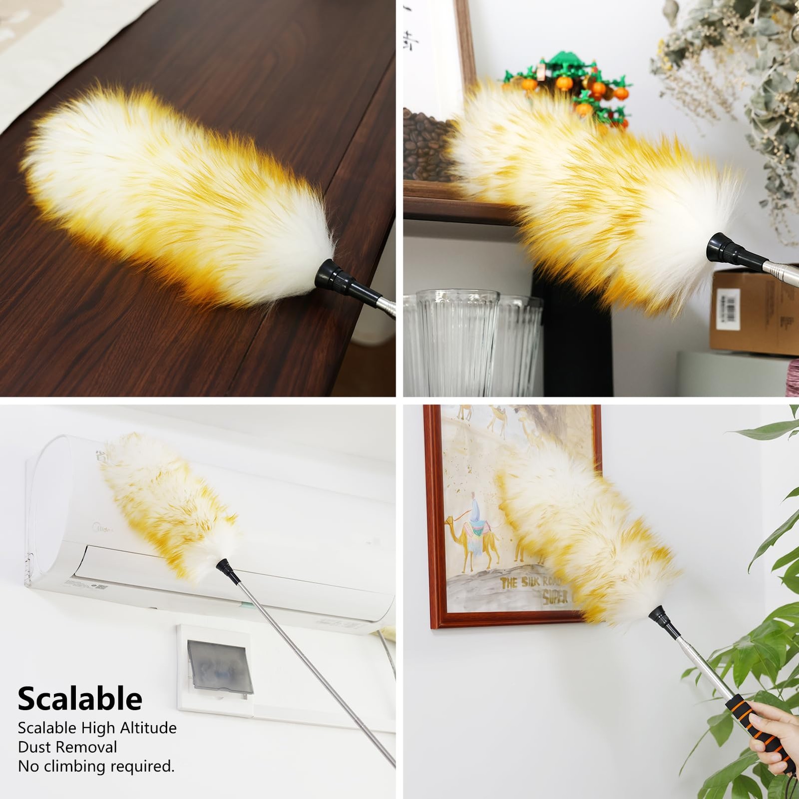 Lambswool Extendable Cleaning Duster 26-64 Inch, Anti-Static Wall Duster Clea…