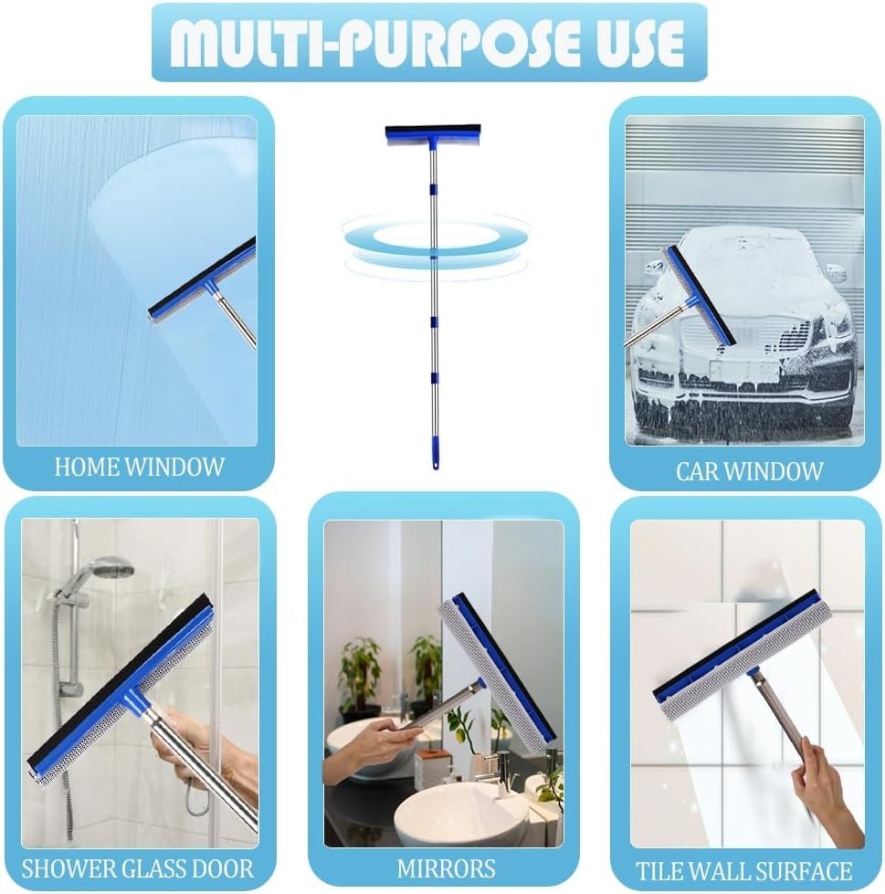 62″ or 72″ Window Squeegee for Window Cleaning – Long Handle Window Cleaner Tool
