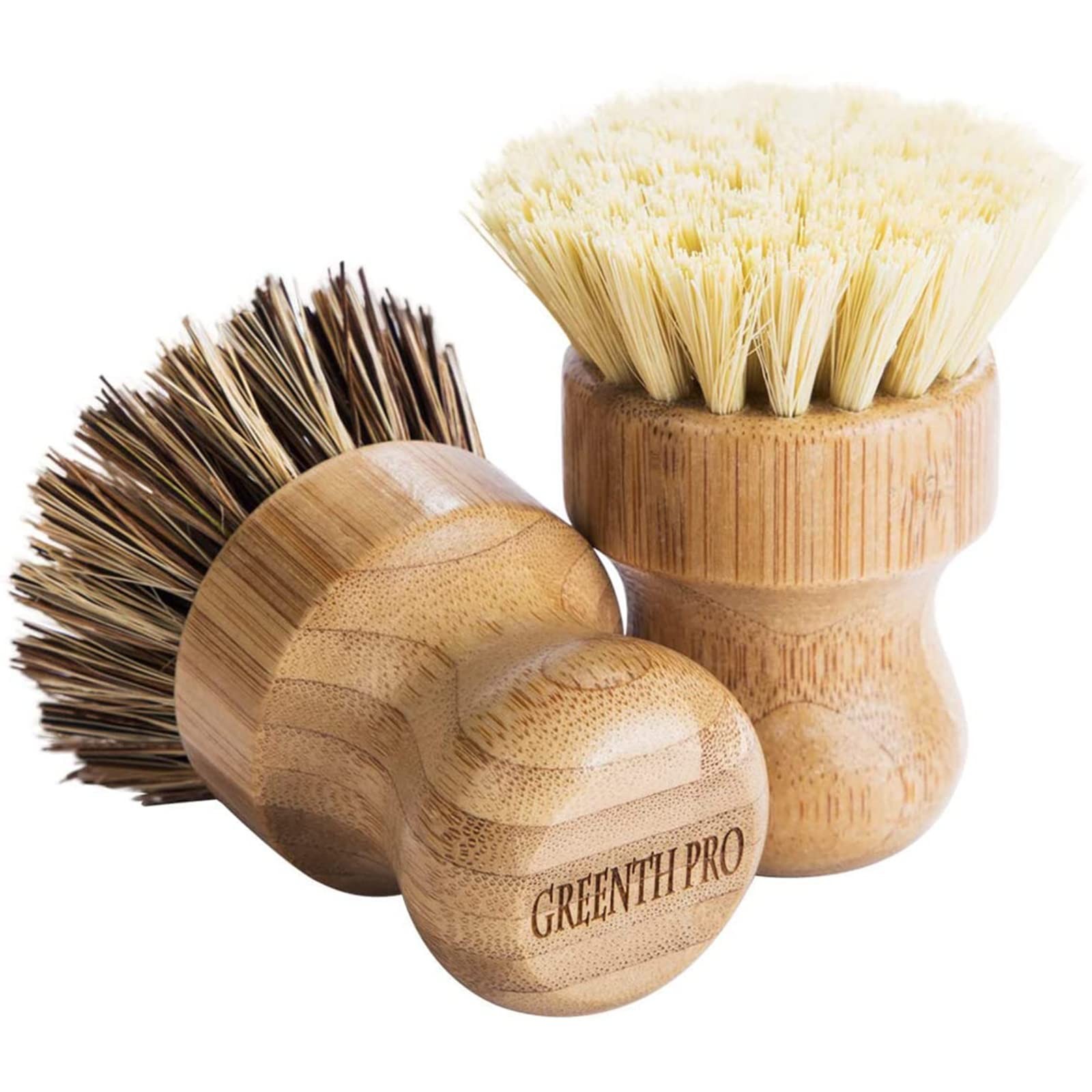 Palm Pot Brush Bamboo Round 3 Packs Mini Dish Brush Natural Scrub Brush Durab…