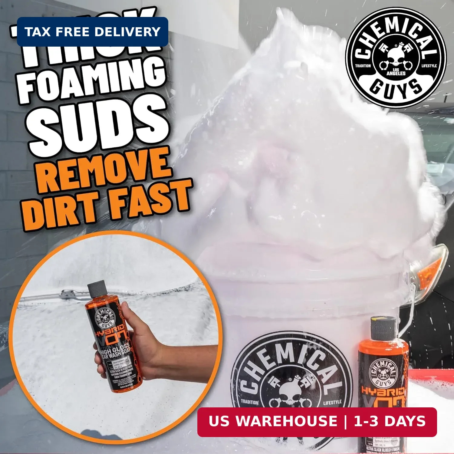 Chemical Guys CWS_808 Hybrid Foaming High Gloss Car Wash Soap (Works with Foam C