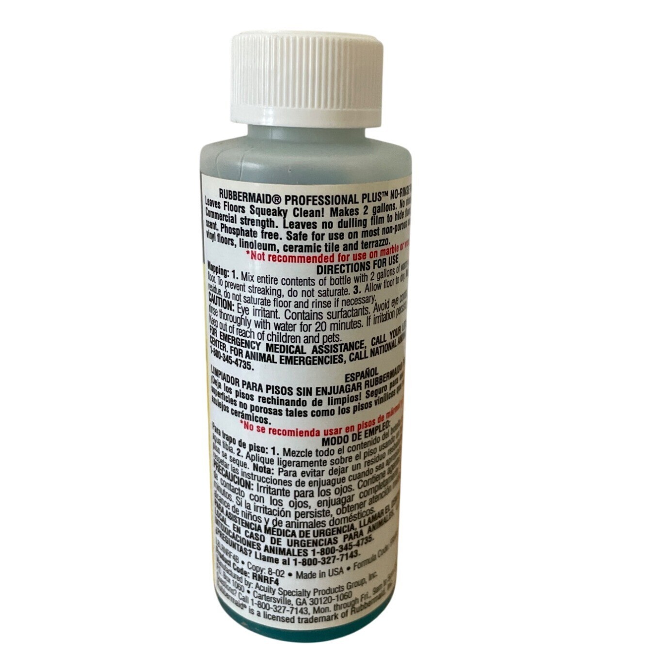 Rare Rubbermaid Professional Plus No-Rinse Floor Cleaner Tile Vinyl Sample 4 Oz