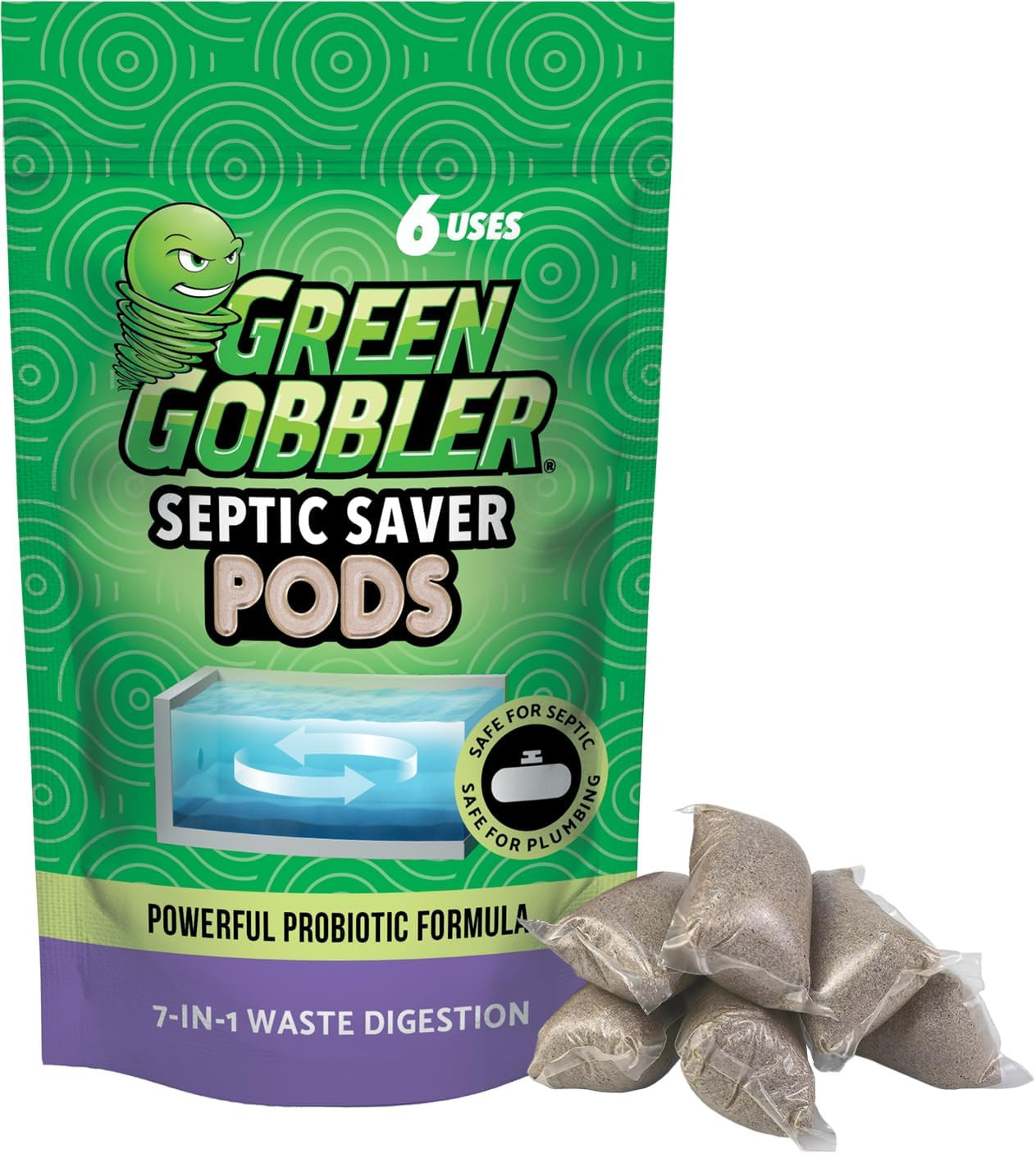 Septic Tank Enzyme Treatment Packets, 6 Month Supply – Powerful & Natural Bacter