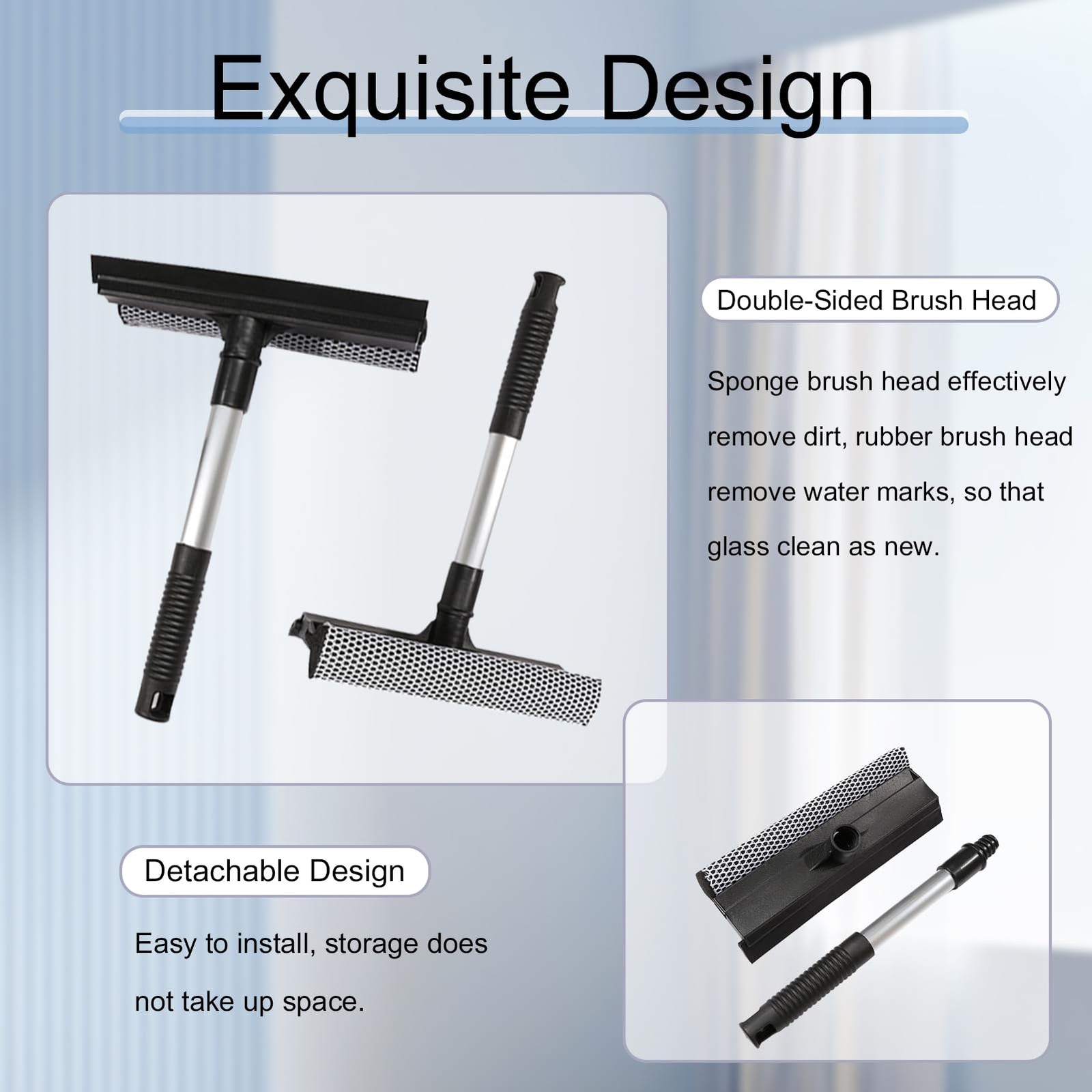 2 Pack Squeegee for Car Window Cleaning and Windshield Washing,2 in 1 Car Win