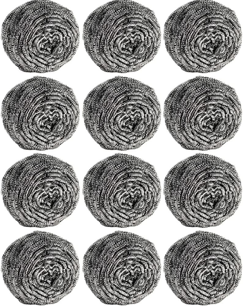 12Pcs Steel Wool Scrubber Pads for Cleaning Dishes, Pans, Pots, Ovens, Grills, S