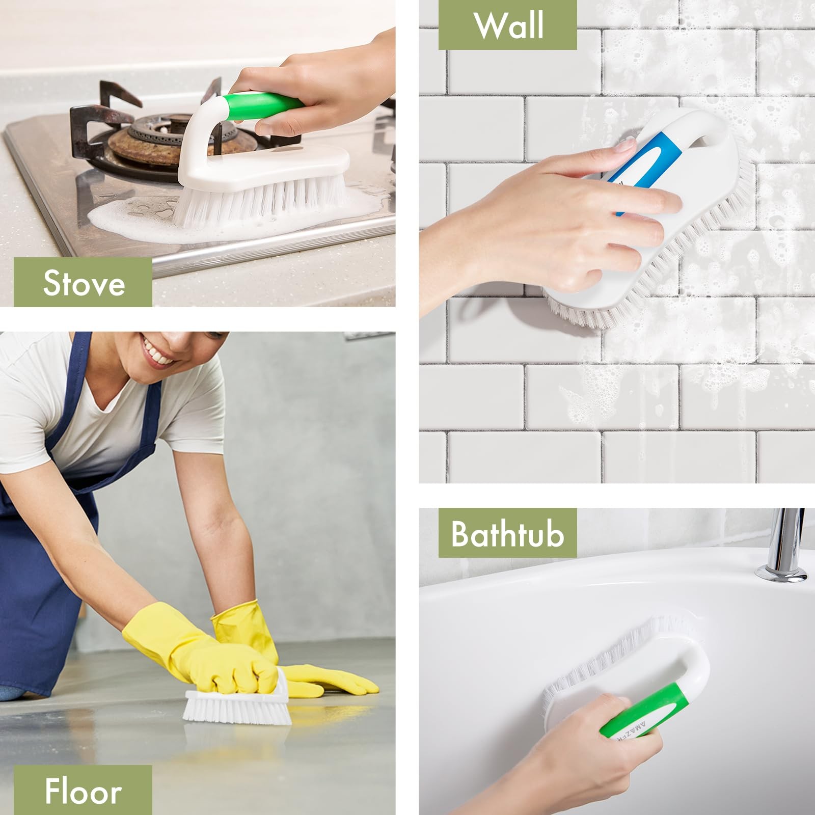 Scrub Brush for Cleaning Comfort Grip Shower Scrubber Flexible Stiff Bristles…