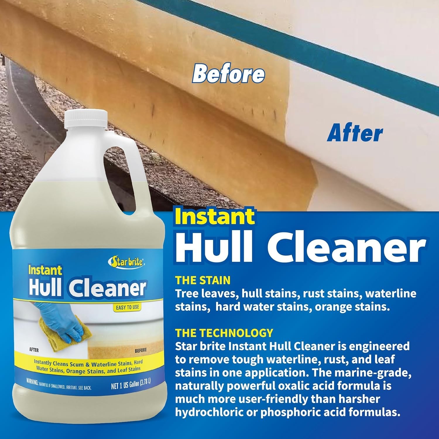 Instant Hull Cleaner – Easily Remove Stains, Scum Lines & Grime for Boat Hull…