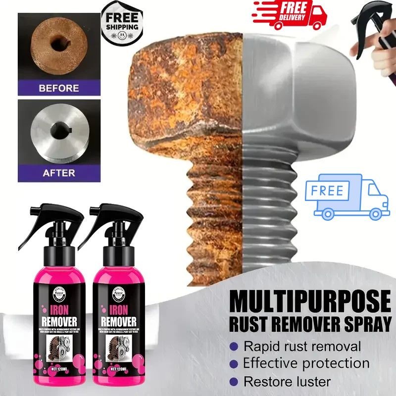 All-Purpose Rust Remover Spray 120ML Fast-Acting Iron Oxidation Eliminator