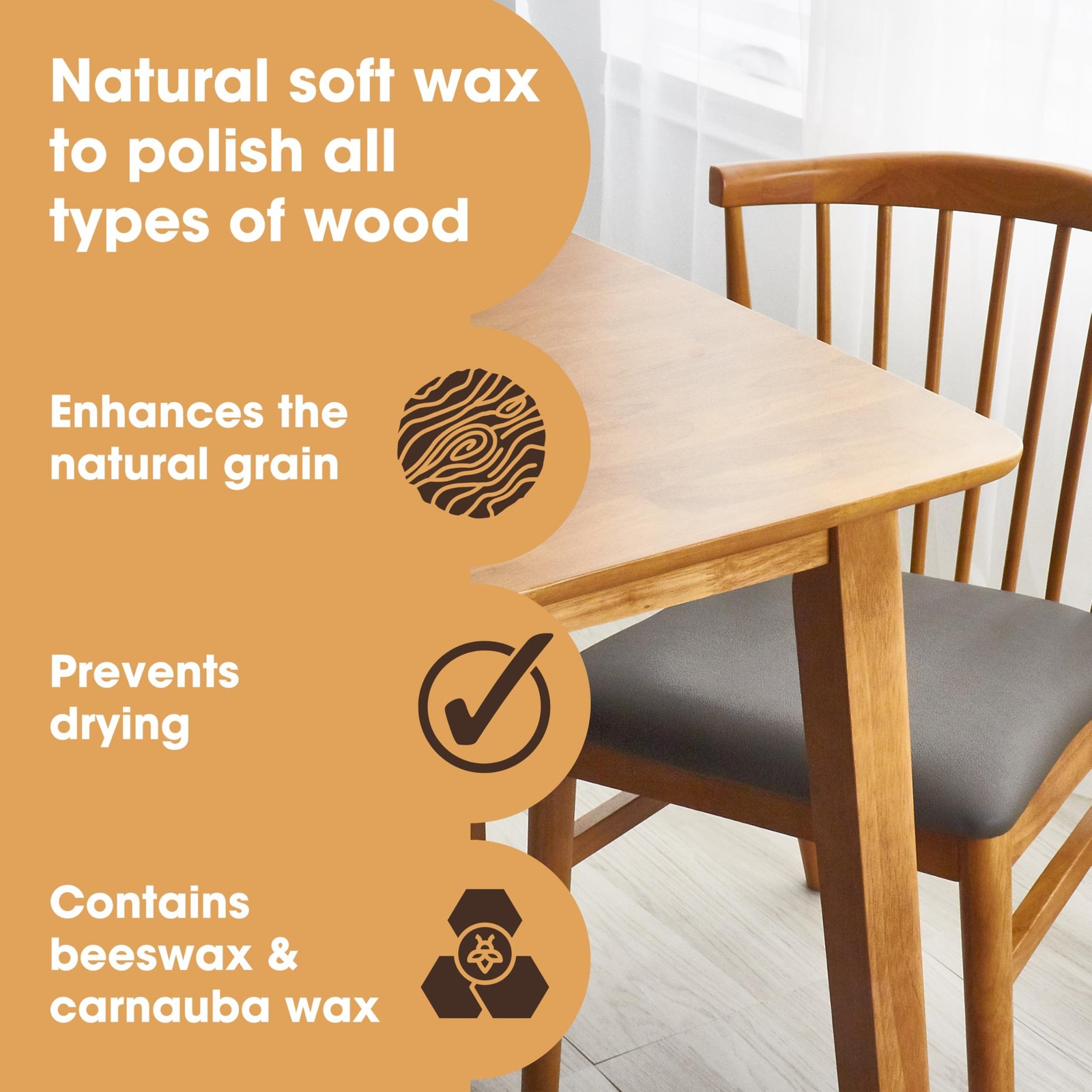 Wood Wax & Polish – Natural Beeswax & Orange Oil Wood Conditioner – Restores …