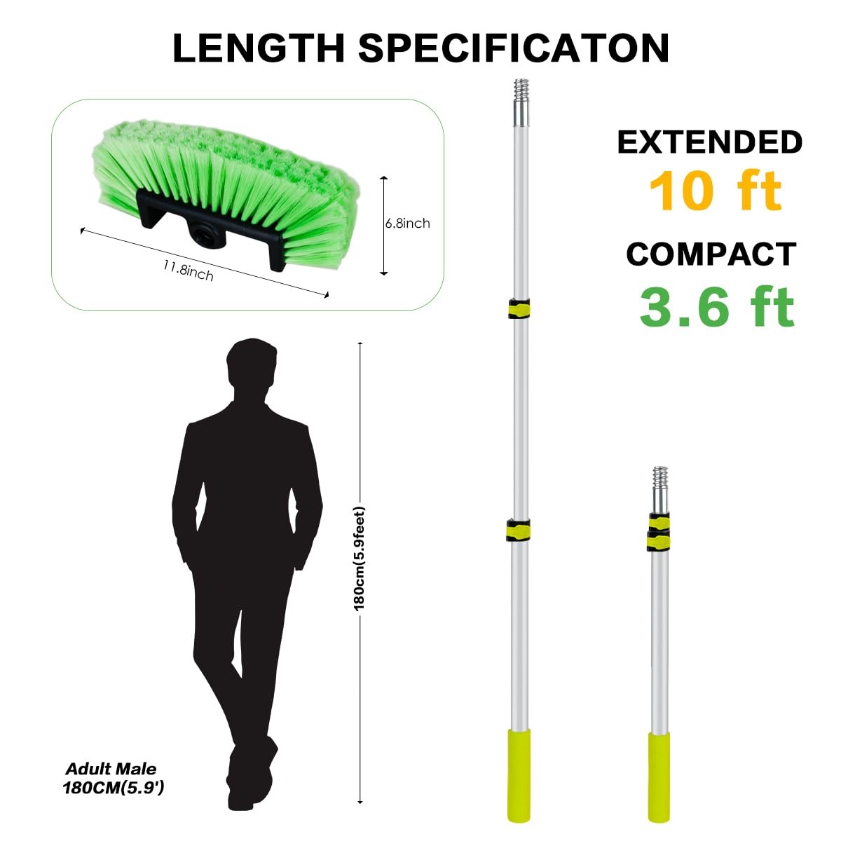 10FT Car Wash Brush with Long Handle, Car Cleaning Kit with Telescoping Pole …