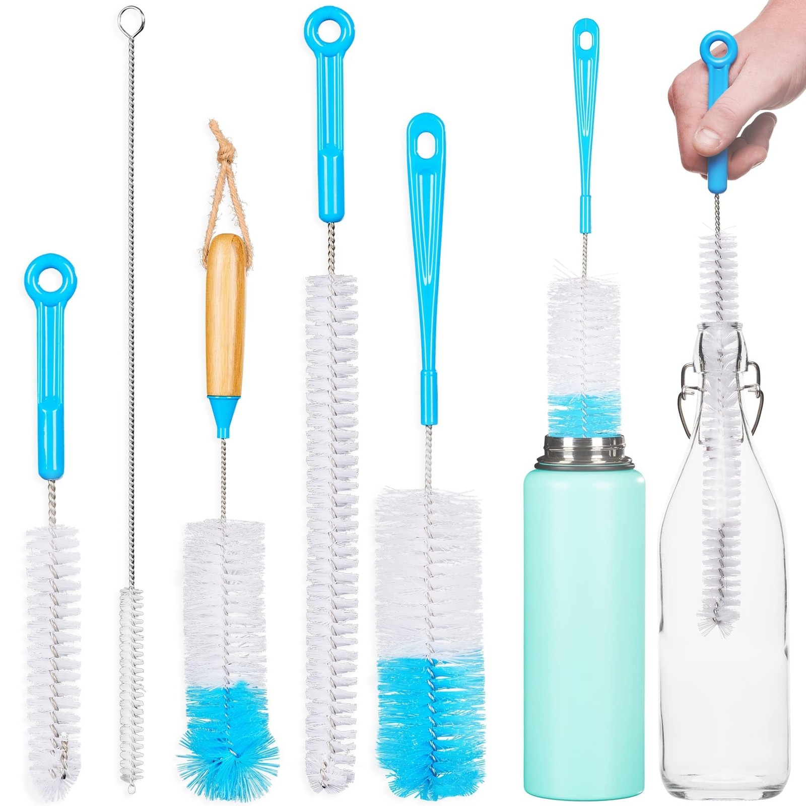 5pc Bottle Brush Cleaner Long Water Bottle Straw Cleaning Brush Wire Scrub Set