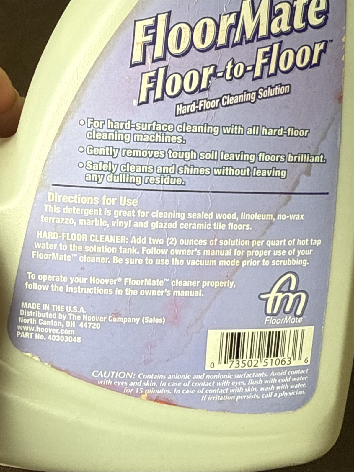 Vintage Hoover Floormate Floor to Floor Hard Floor Cleaning Solution 48 oz. 75%