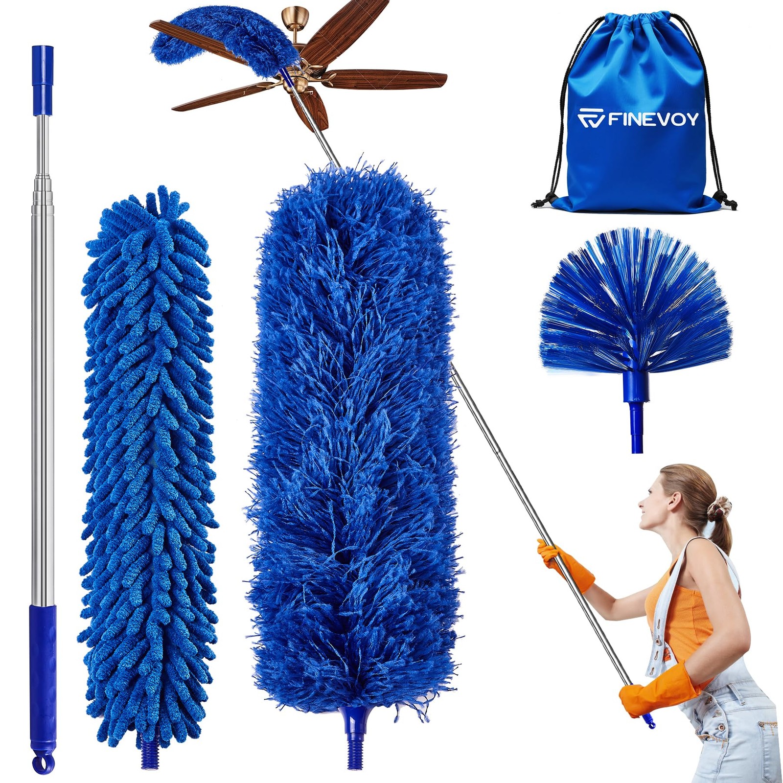 Dusters for Cleaning, Duster with Extension Pole 5 in 1 Kit, Cobweb Duster, L…