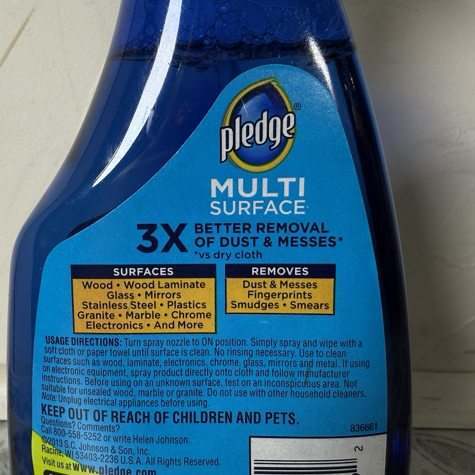 Pledge Multi Surface Clean & Dust 16oz Metal Wood Glass Electronics Granite