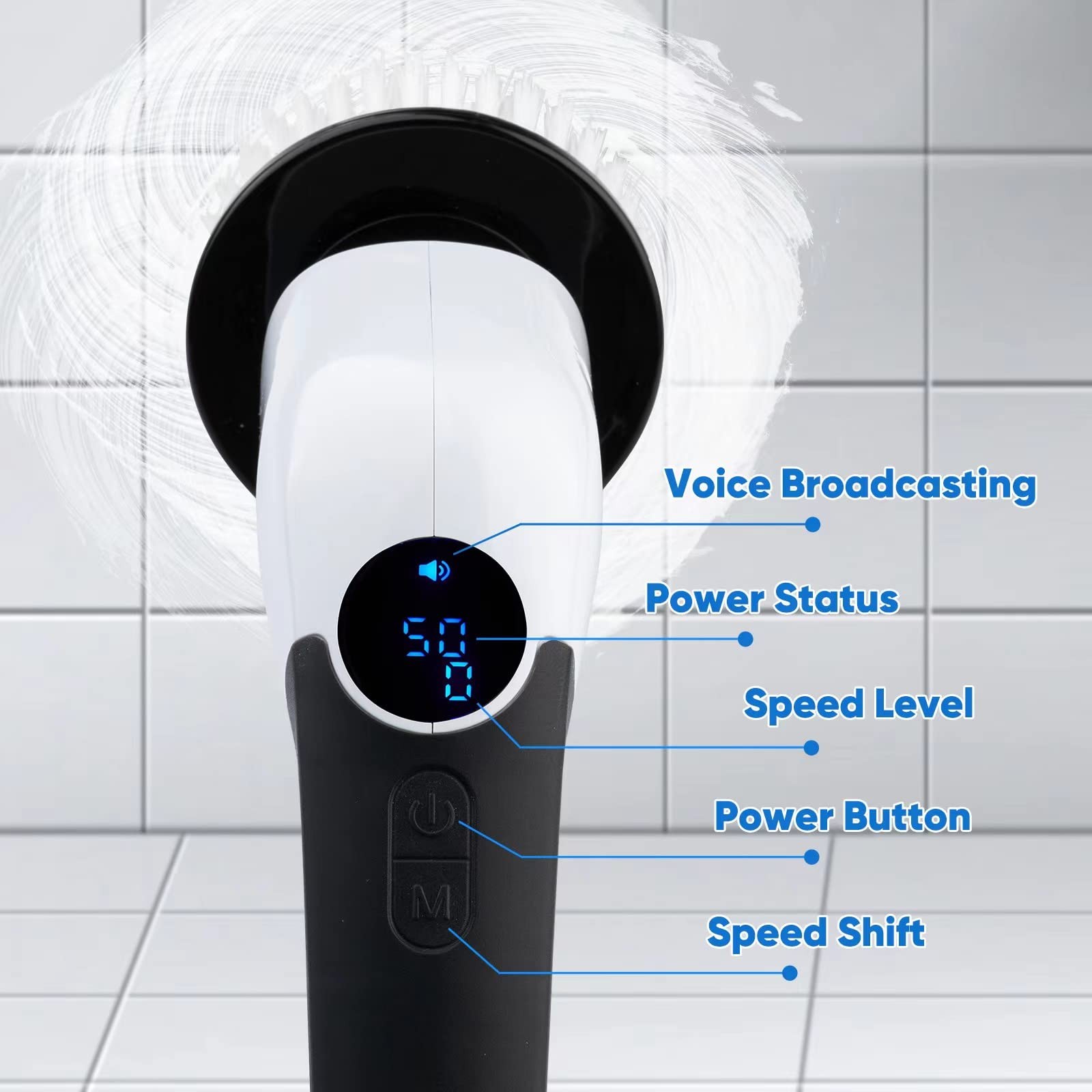 Spin Scrubber, Cordless Cleaning Brush Power Shower Scrubber Long Handle Exte…