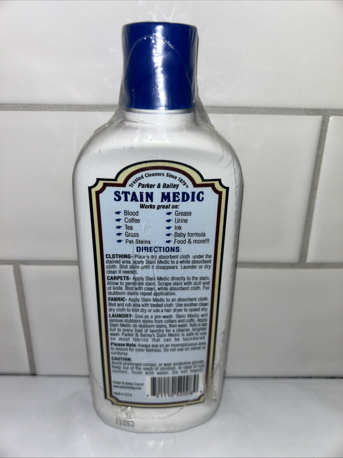 Parker & Bailey Stain Medic Clothing Carpets Fabric Odorless Non Toxic 8 Ounces