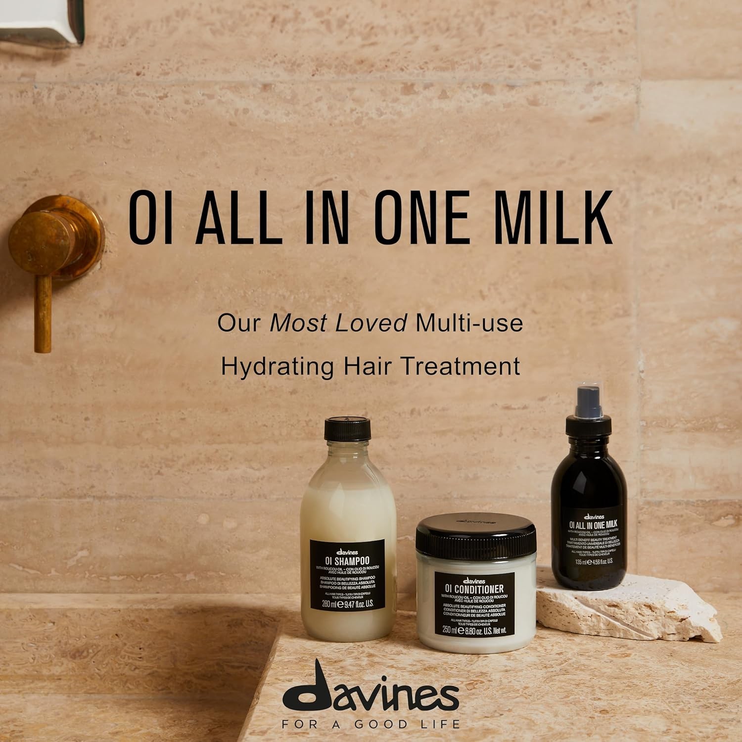 Davines OI All In One Milk, Hair Leave-in Conditioner Multi-Function Spray Tre
