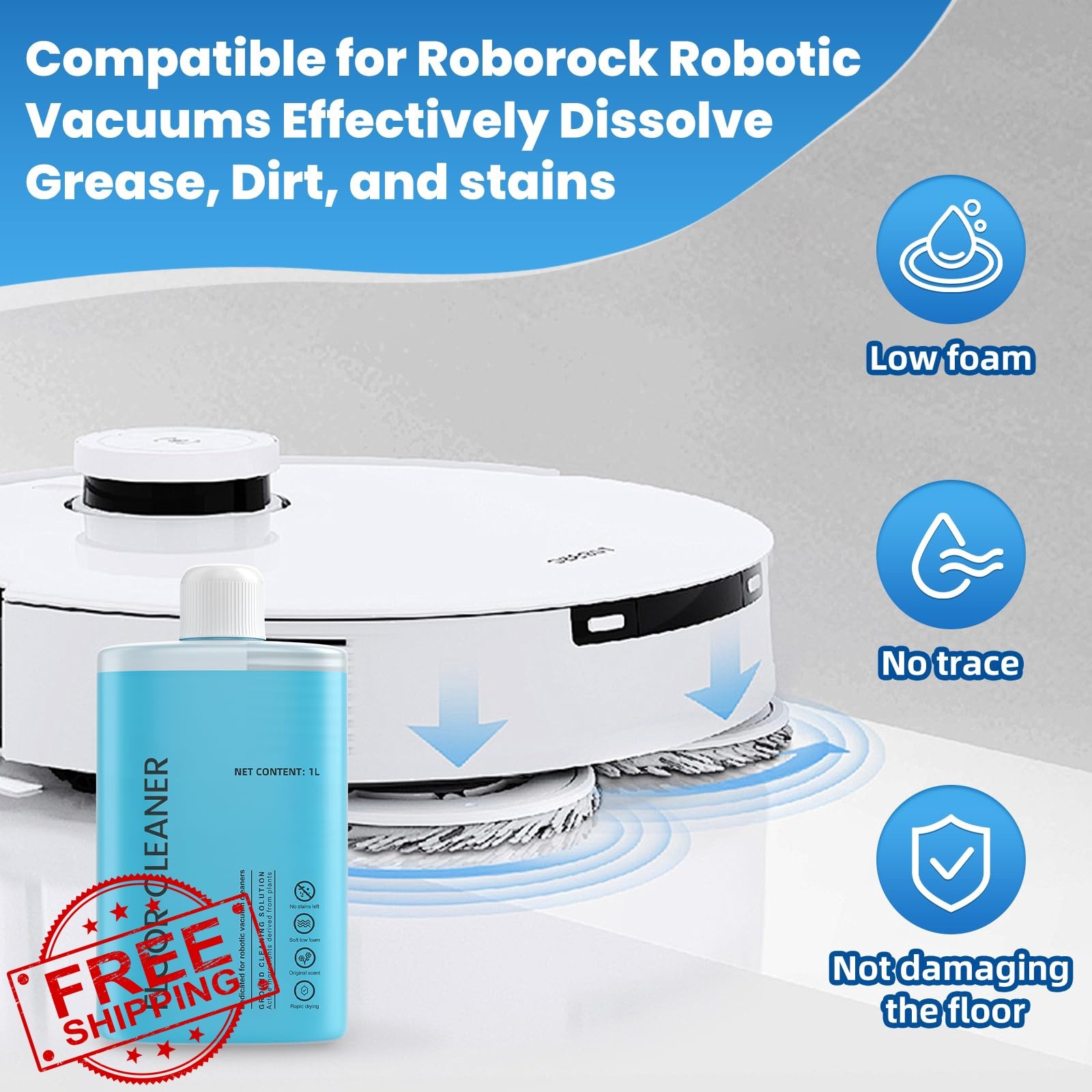 Floor Cleaning Solution, 2000 ml Original Flavor Compatible with Roborock Cle…