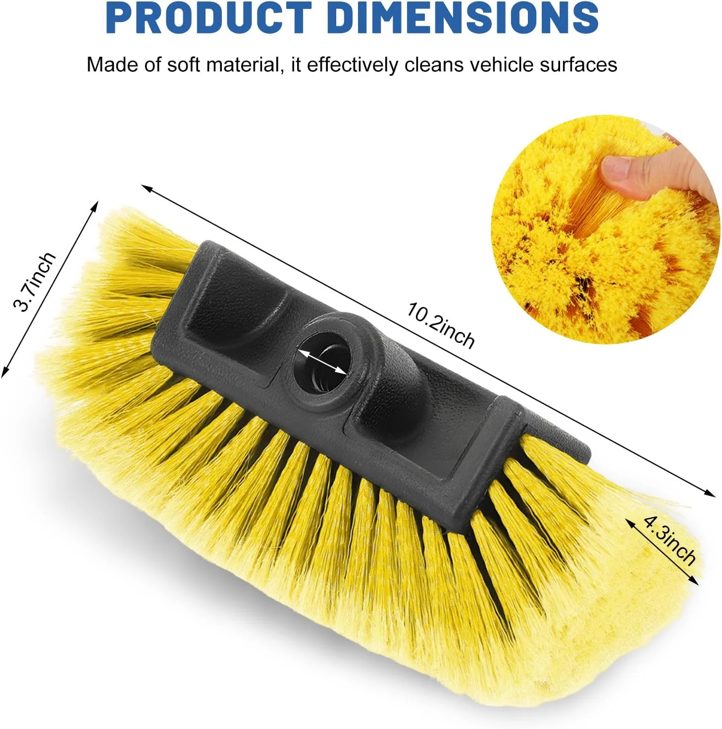 10″ Car Wash Brush Head Super Soft Bristle for RV Boat Truck Auto Walls Cleaning