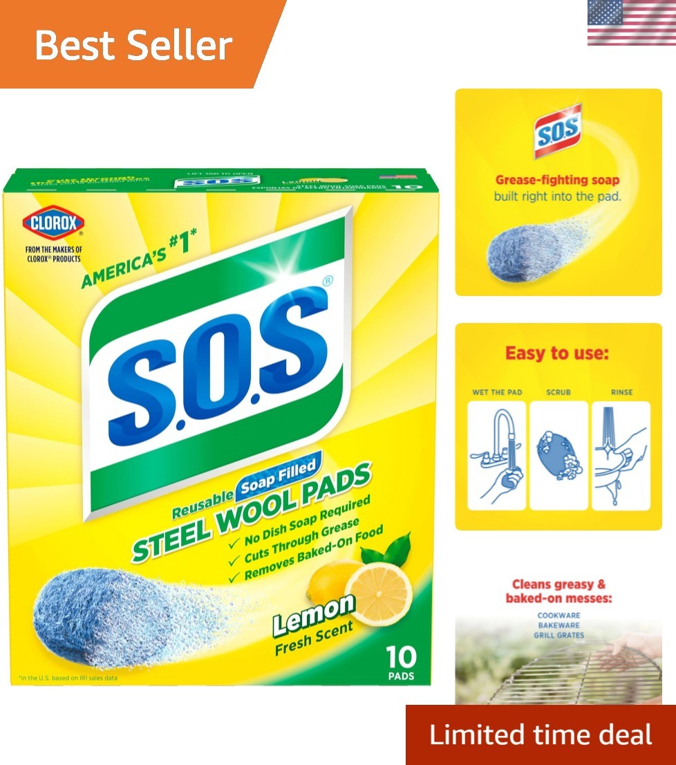 Steel Wool Soap Pads, Lemon Fresh, 10 Count
