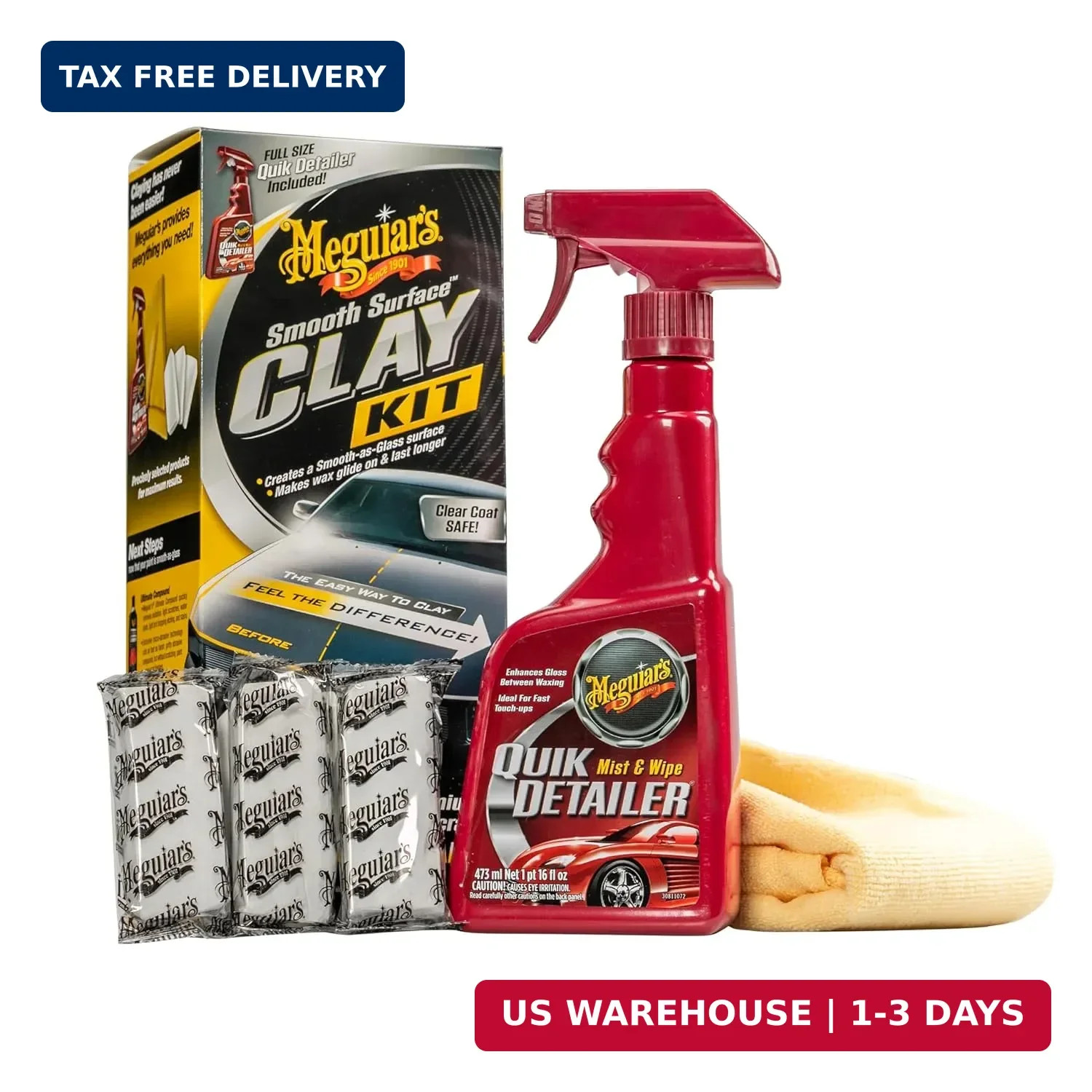 Meguiar’s G191700 Smooth Surface Clay Kit, Safe and Easy Car Claying for Smooth