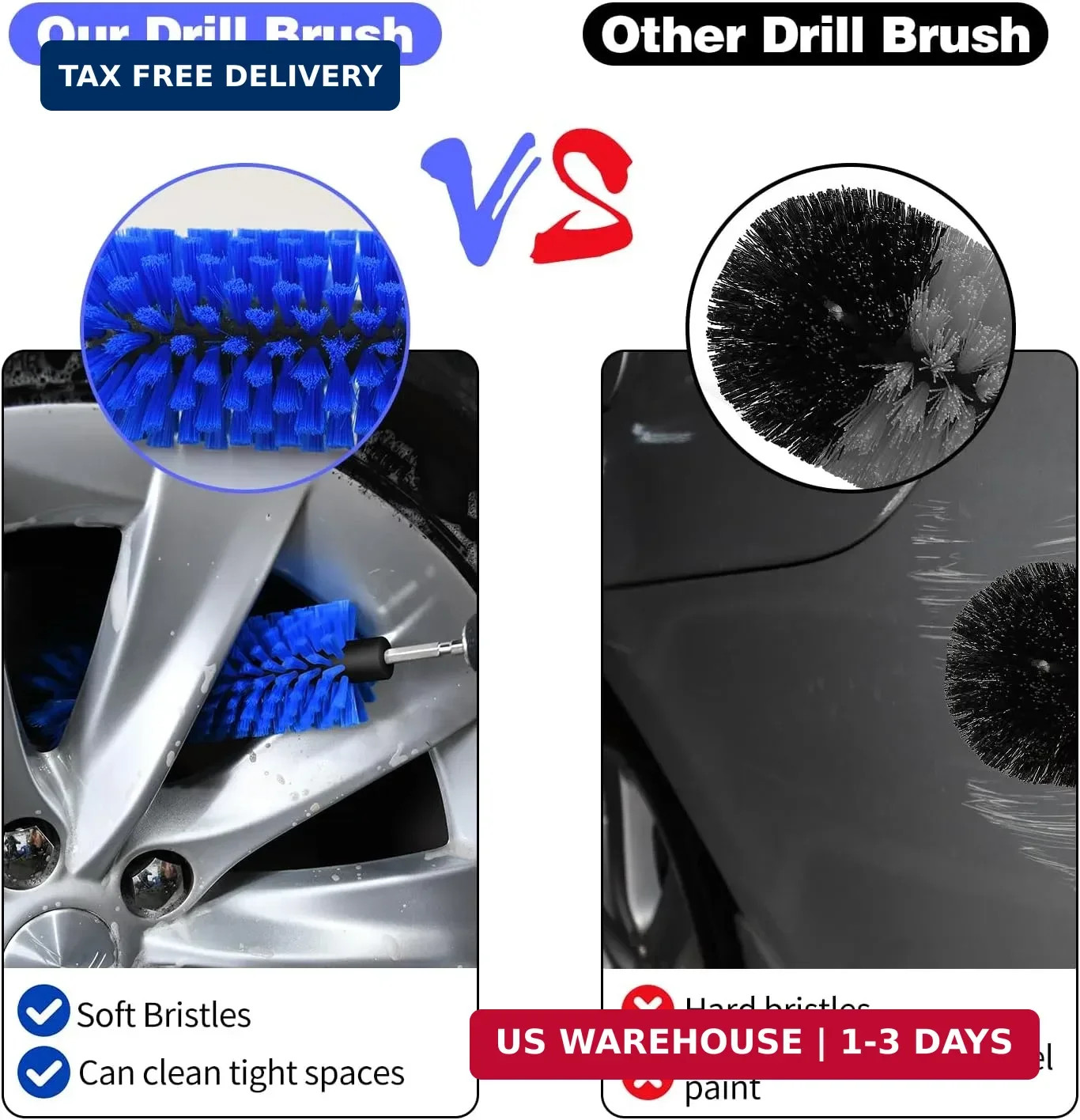 Drill Brush for Car Wheel and Bottle, Highly Dense and Durable Car Cleaning Brus