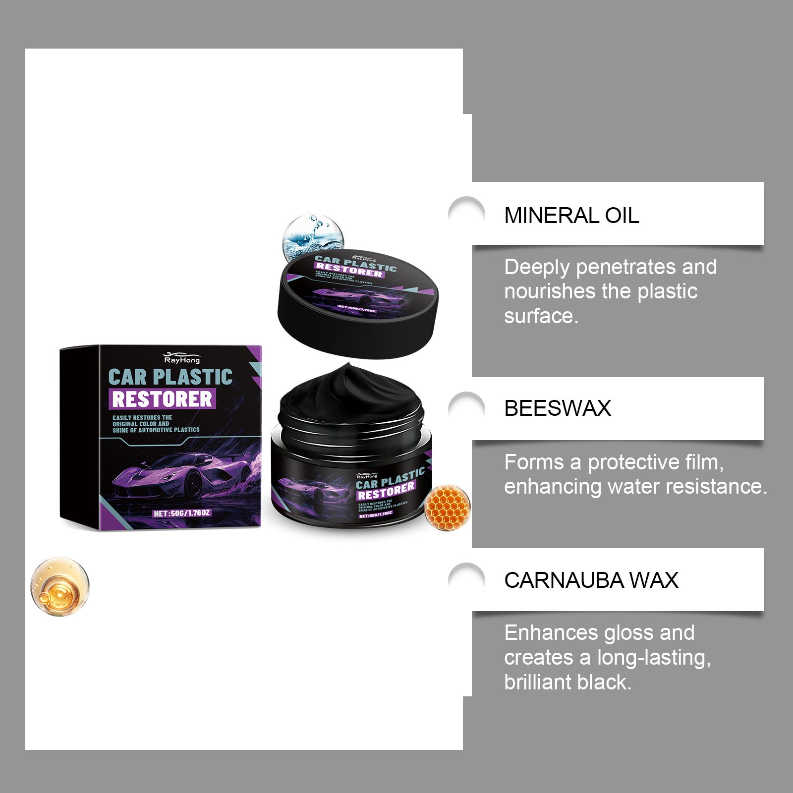 Plastic Restorer For Cars,Scratch Repair/Cleaner,Restore Faded Plastic Surfaces
