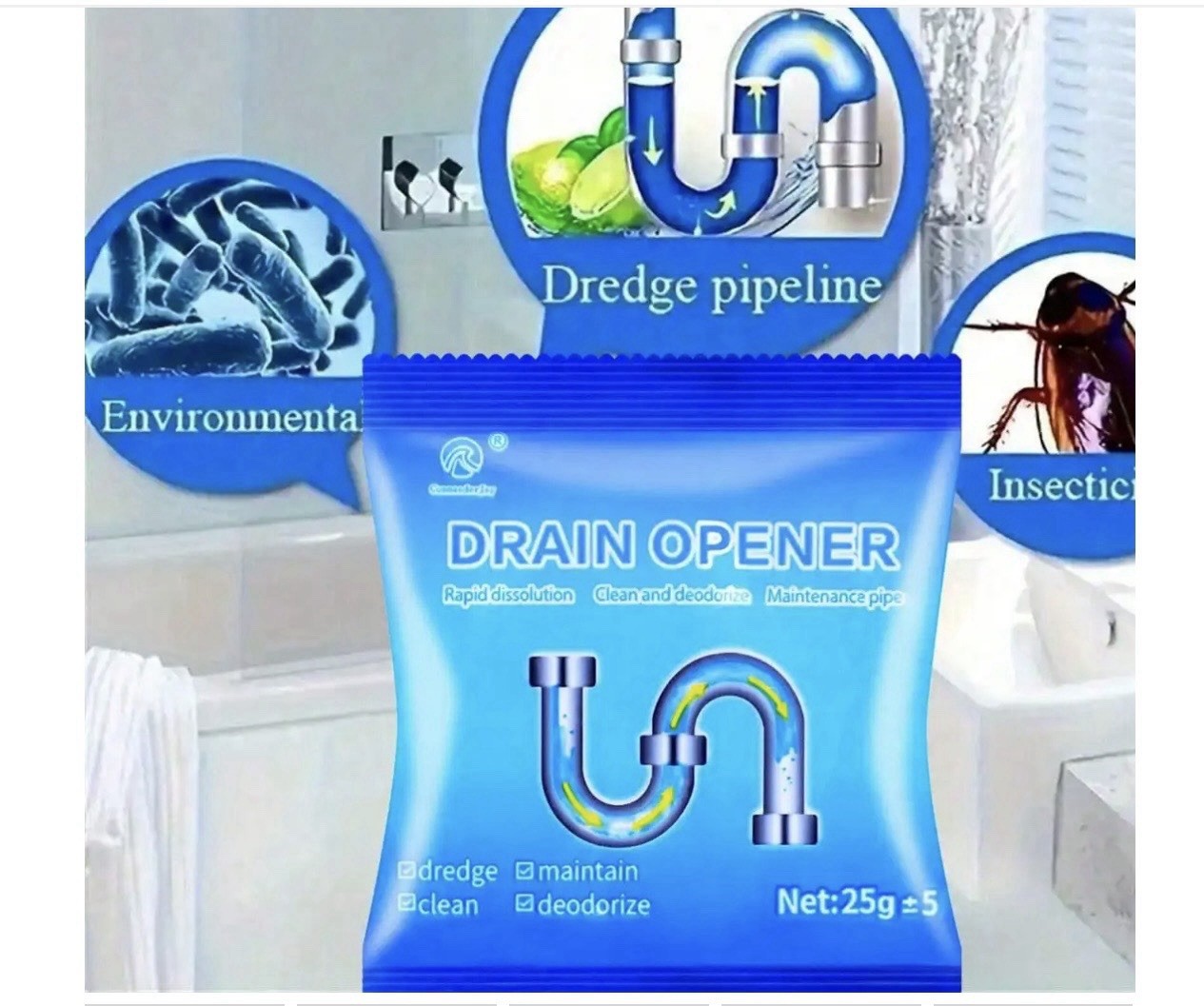 10x Super Strong Drain Cleaner Kitchen Toilet Pipe Clog Remover Fast Acting