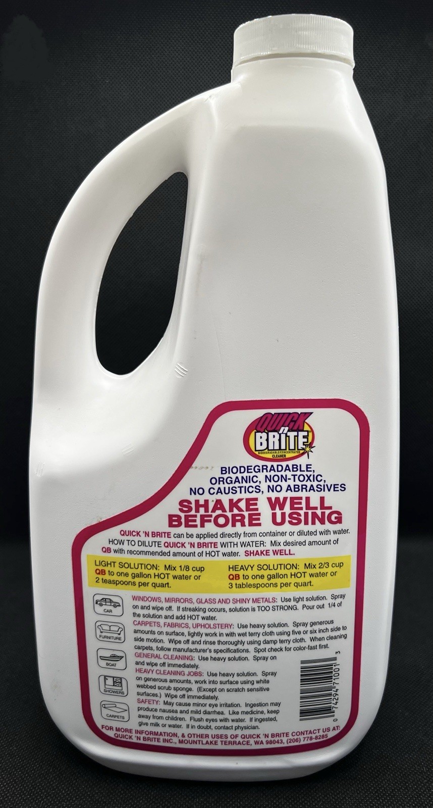 Quick ’n Brite All-Purpose Liquid Cleaner 64 oz Makes Up to 256 Bottles NOS