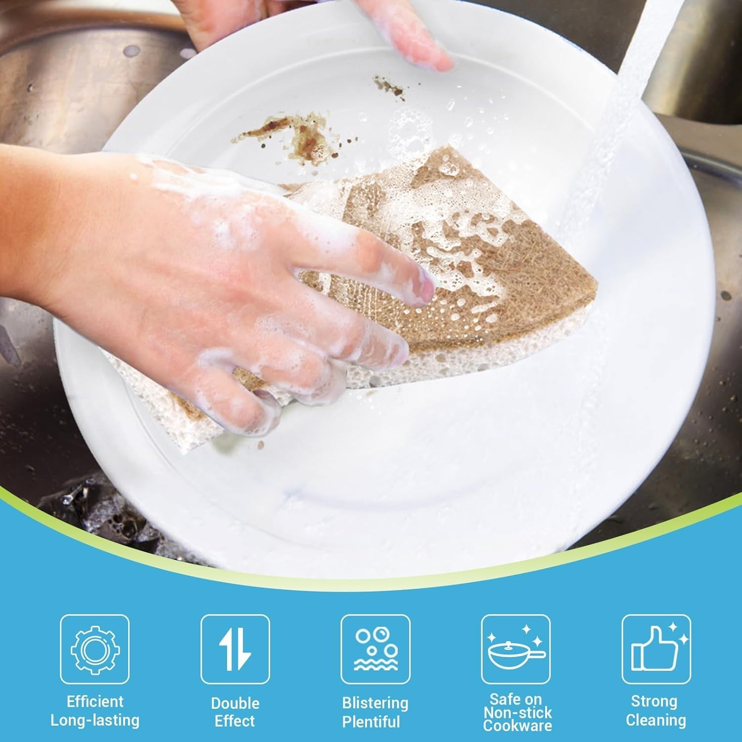 6 Count XL Cellulose Scrub Sponges – Durable, Non-Scratch for Kitchen & Bath