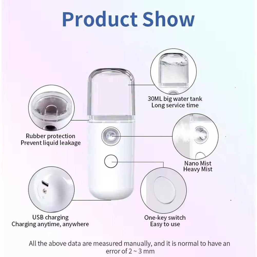 Handheld Sprayer Compact Design For Travel Easy To Carry Refreshing Facial Mist