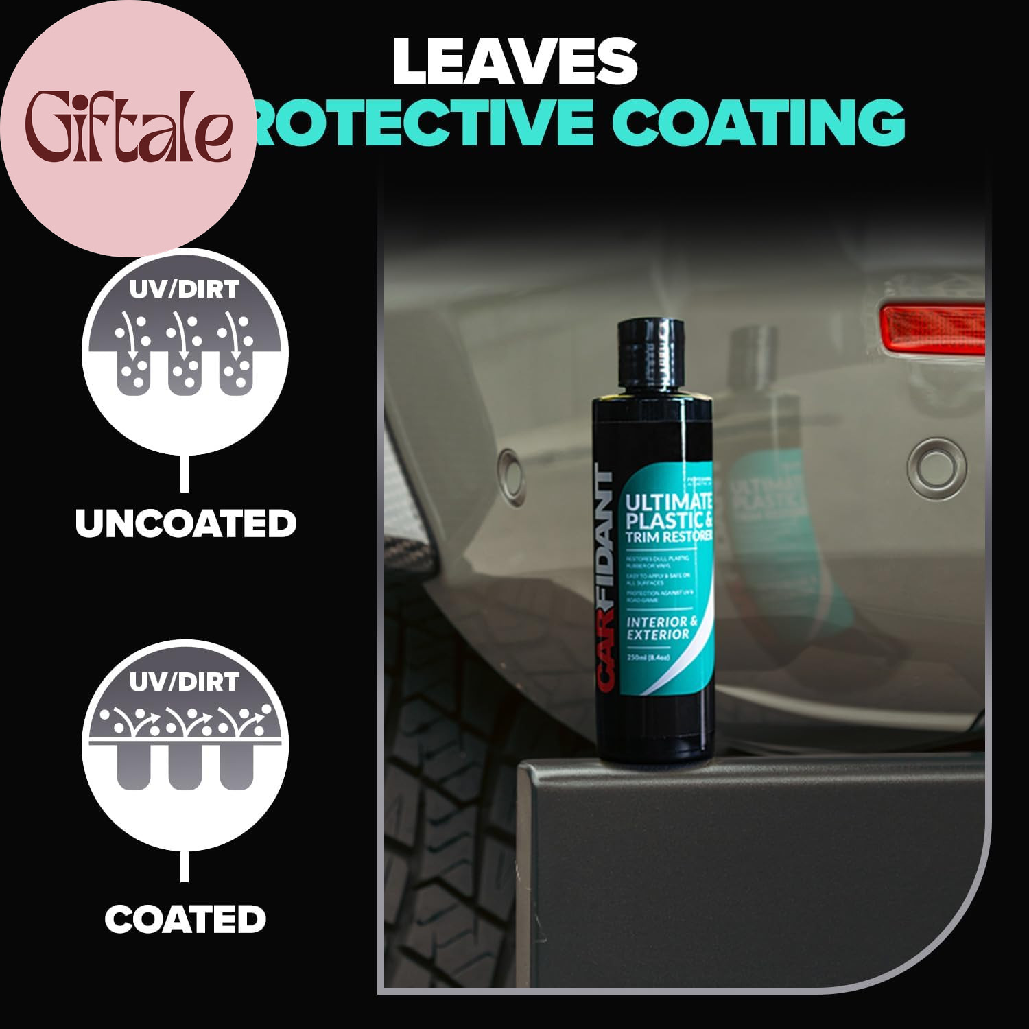 Plastic Restorer for Cars – Refreshes Faded Plastic, Vinyl & Rubber Trim with Po
