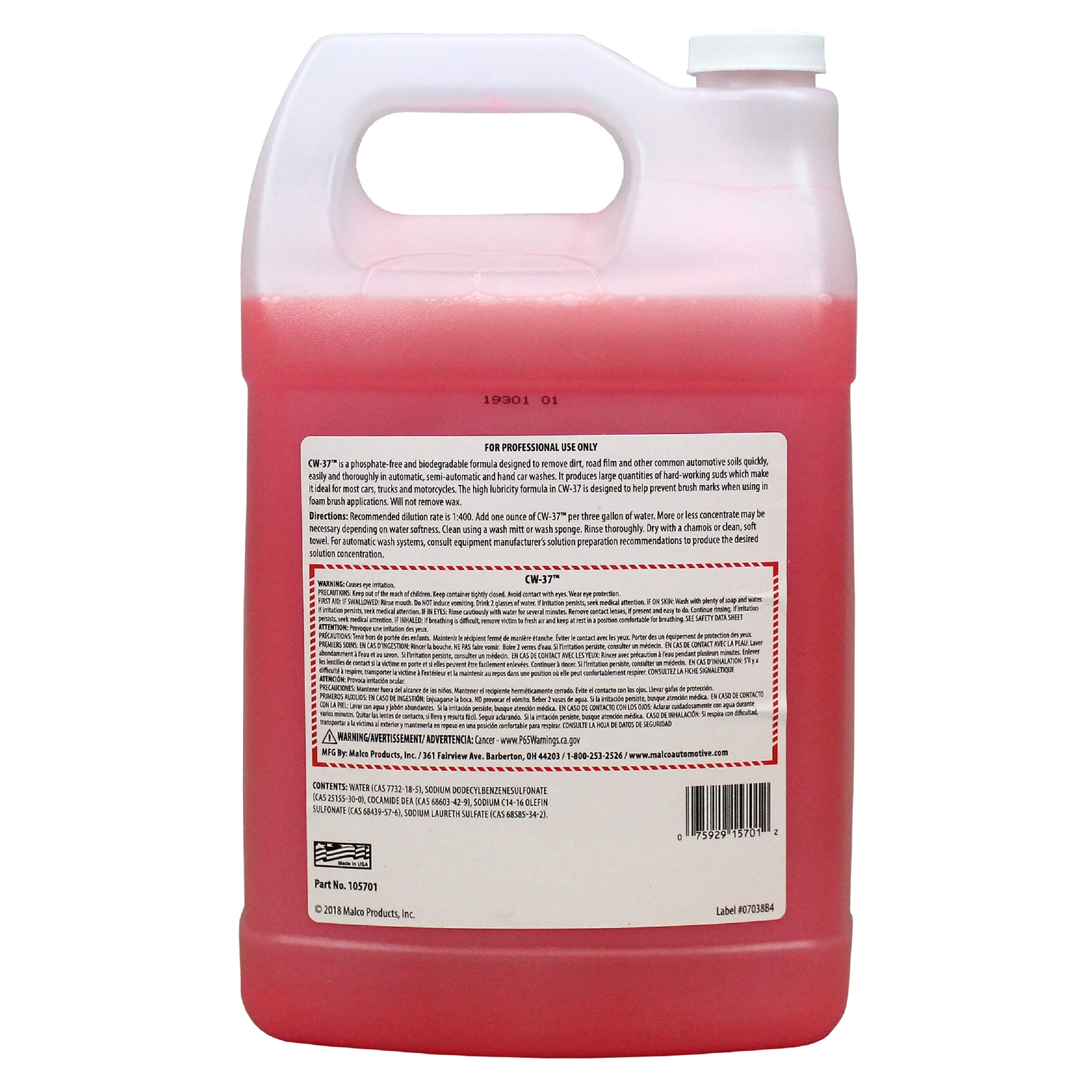 CW 37 Premium Car Wash Concentrate High Foaming Car & Truck Wash Soap Removes