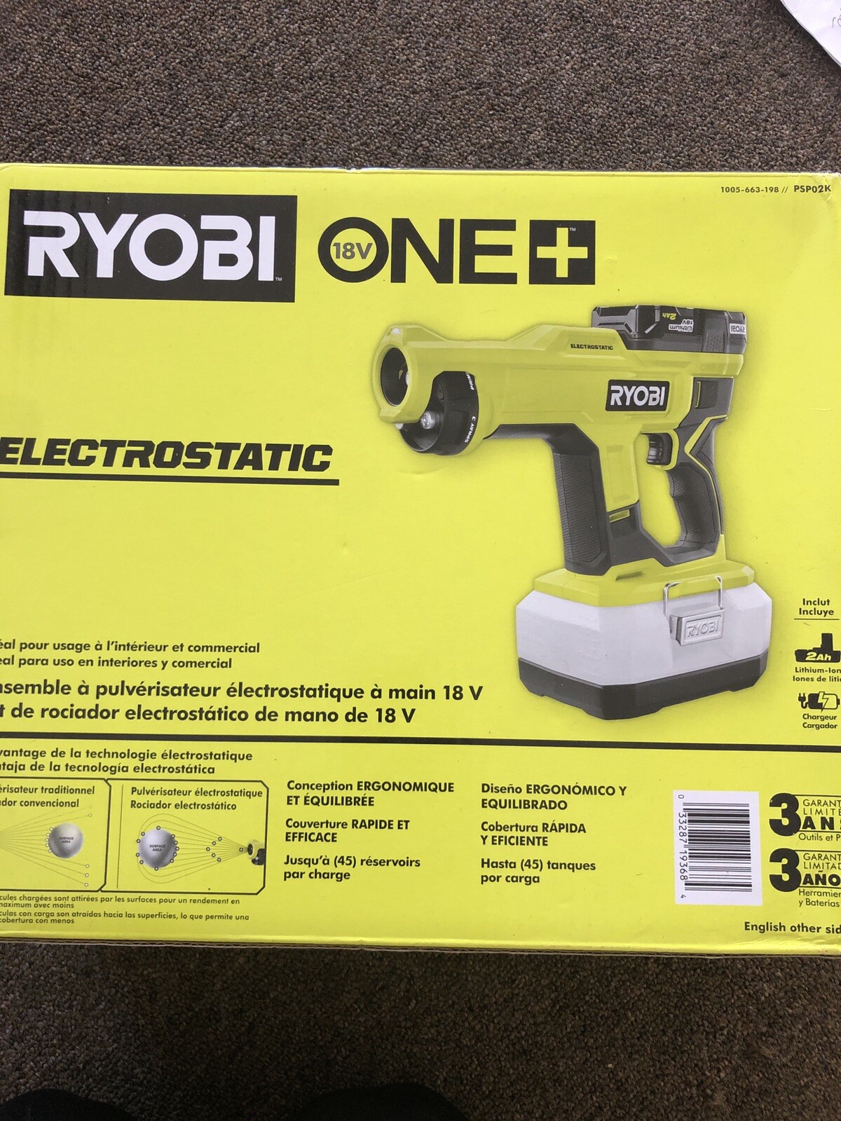 Ryobi PSP02K 18V ONE+ Handheld Electrostatic Sprayer Kit
