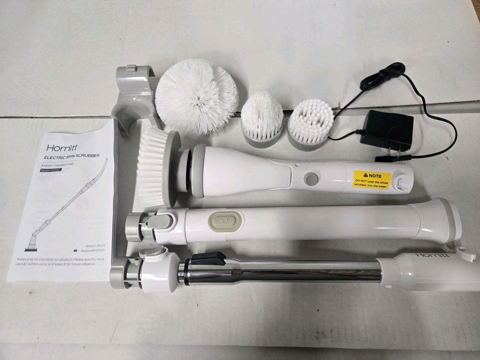 Homitt Cordless Power Scrubber HM115C – 4 Brush Heads – Bathroom Shower Walls