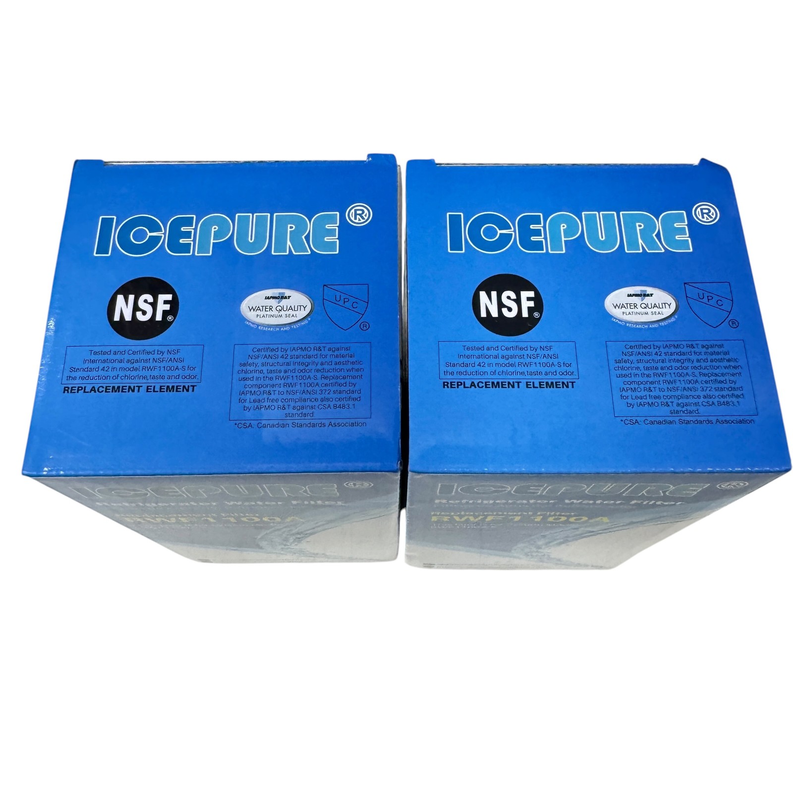 2-Pack ICEPURE RWF1100A Refrigerator Water Filter NSF 42 Certified BPA Free