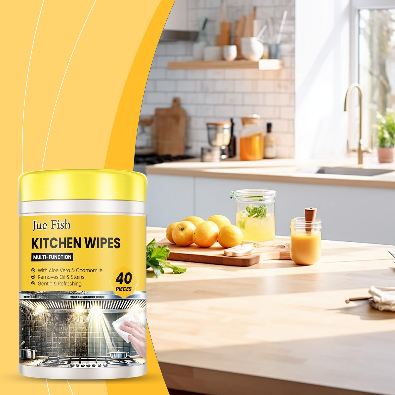 Kitchen Cleaning Wipes Heavy Duty Degreaser Multi Surface Countertop Cleaner