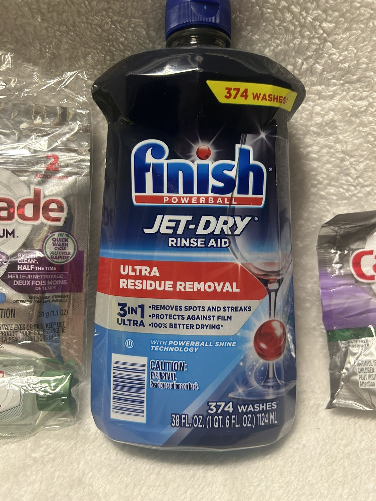 Finish Jet-Dry Rinse Aid 38 OZ dishwasher cleaner Cascade Platinum ActionPacs