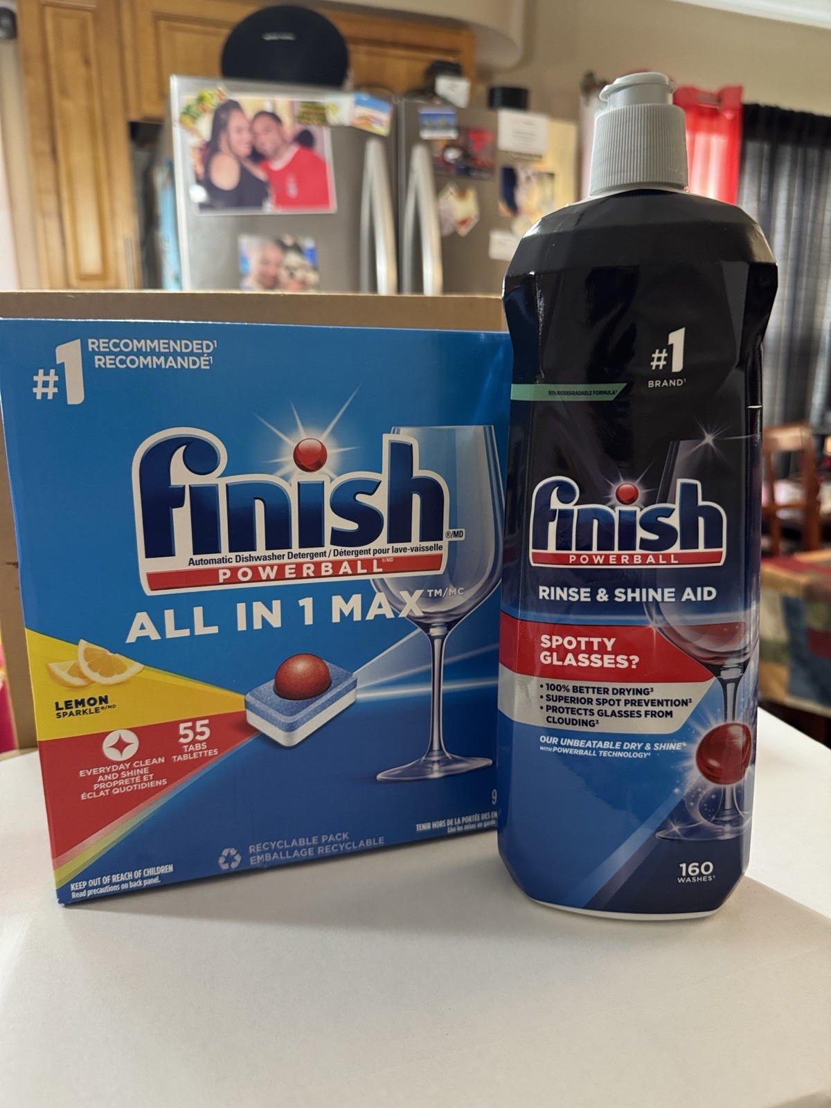 Finish All in 1 Lemon Dishwasher Tablets 55ct + Rinse Aid 800mL