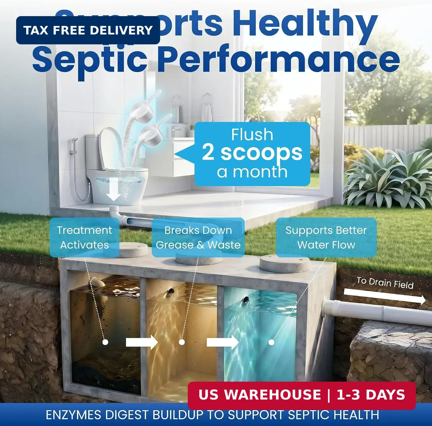 Septic Balance, 3 Septic Tank Treatments – 3 Month Supply – Septic Tank Cleaner
