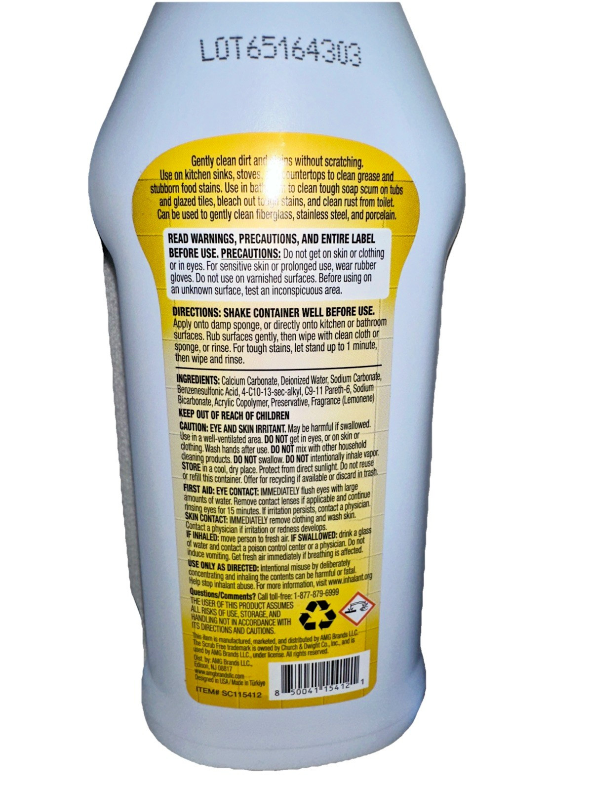 3) PK Scrub Free Cream Cleaning Cleanser Scratch Free & Lemon Scent 10 oz Each