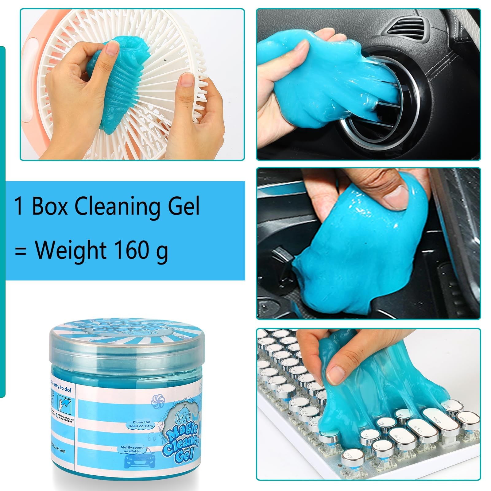 Car Interior Duster Detailing Cleaning Gel Brushes Kit, Soft Dust Detail Crev…